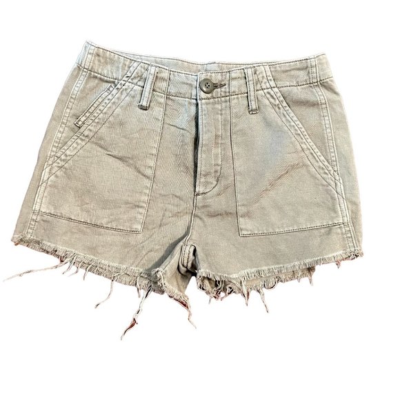 American Eagle Washed Green Button Fly Raw Hem 100% Cotton Shorts Womens Size 00 - Picture 7 of 7